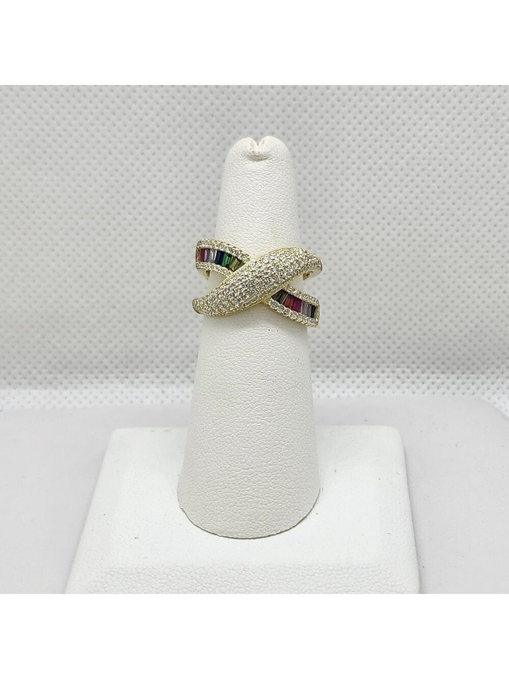 Brand New Sterling Silver 925 Multi Color Crossover Ring